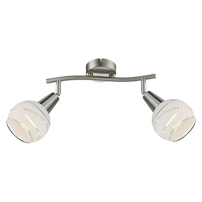 Globo Elliott Deckenstrahler - 8 W, Nickel matt, E14, 2 Stk. - Deckenleuchte mit zwei Spots. Die Spots haben ein klares, modernes Design und sind mit silbernen Streifen verziert.
