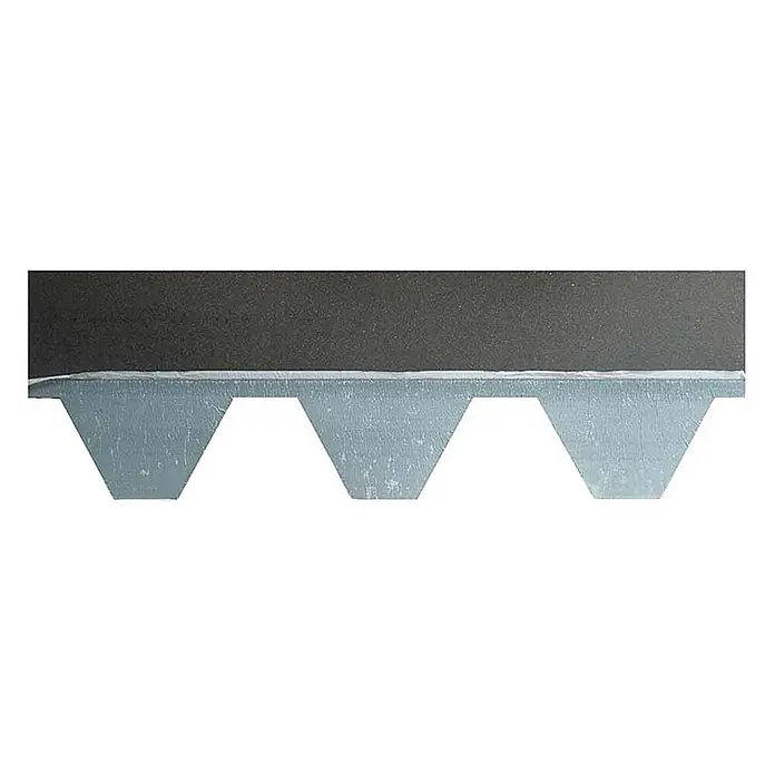 Home Deluxe Outdoor Sauna LAHTI / TALO 101 cm -  - Schnittbild einer Verbundplatte mit dunkelgrauer Deckschicht, weißem Kleber und gewellter Metallbasis.