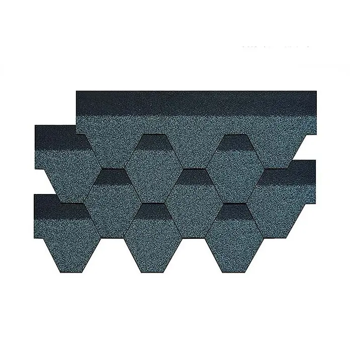Home Deluxe Outdoor Sauna LAHTI / TALO 101 cm -  - Dunkelgraue hexagonale Bitumen-Dachschindeln mit körniger Oberfläche, überlappend angeordnet.