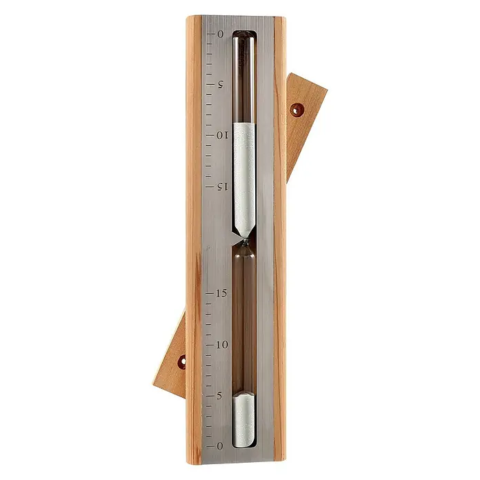 Home Deluxe Sauna-Zubehör MIYU Weiß -  - Sanduhr für die Sauna mit Holzrahmen, Metallplatte und 15-Minuten-Sanduhr.