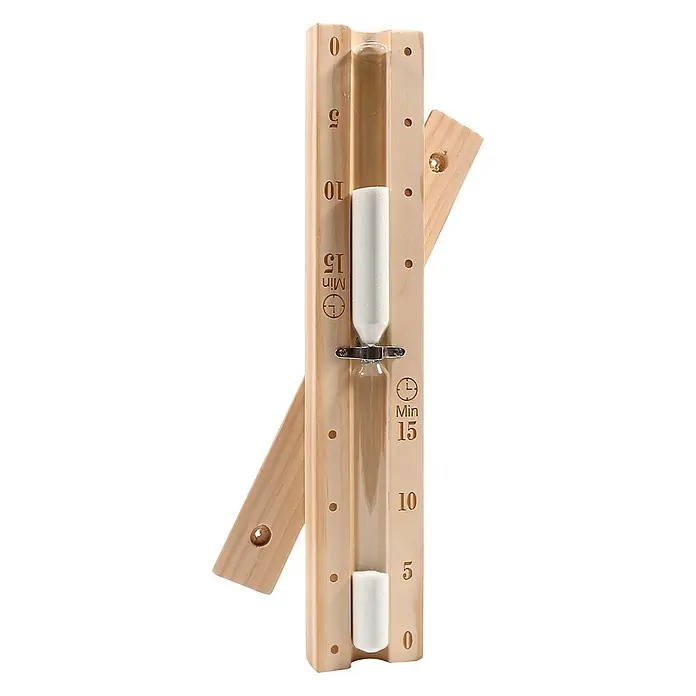Home Deluxe Sauna-Zubehör SAVA Natur -  - Sauna-Sanduhr aus Holz mit weißem Sand, markiert von 0 bis 15 Minuten zur Wandmontage.