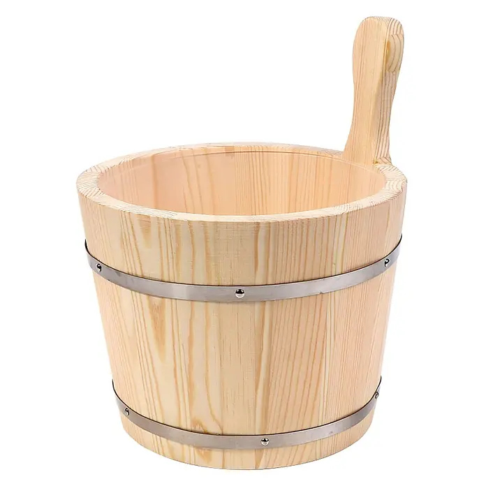 Home Deluxe Sauna-Zubehör SAVA Natur -  - Heller Saunaeimer aus Holz mit natürlicher Maserung, zwei Metallbändern und integriertem Holzgriff.