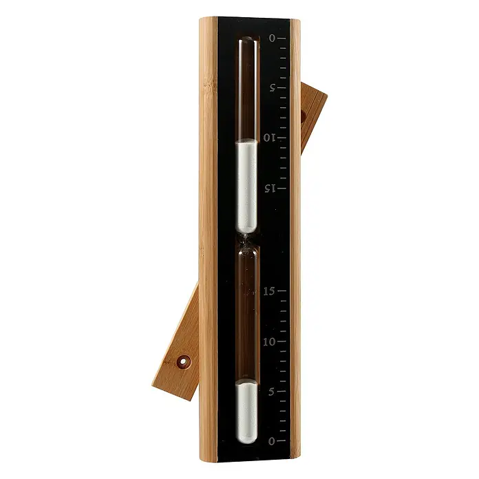 Home Deluxe Sauna-Zubehör LUVIA Matt Schwarz -  - Zweifache Sanduhr mit Holzrahmen, schwarzem Paneel, weißem Sand und Minutenmarkierungen bis 15.
