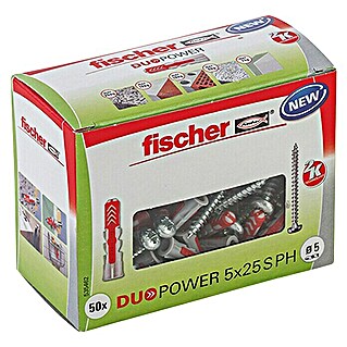 Fischer Dübel- & Schraubenbox Duopower (Durchmesser Dübel: 5 mm, Länge Dübel: 25 mm, Panheadschraube, 50 Stk.)