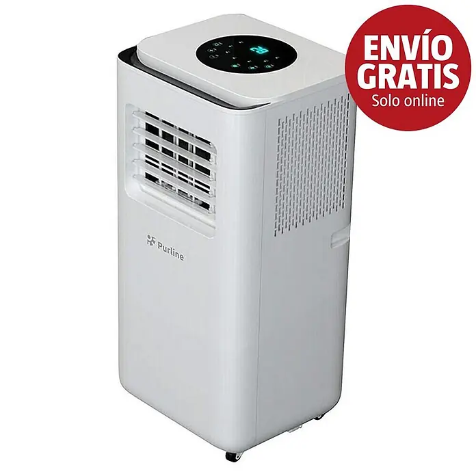 Purline Aire acondicionado portátil Cooly - 2.640 W, Tamaño de la estancia: 20 m², Blanco - Acondicionador de aire portátil Purline blanco con pantalla digital.