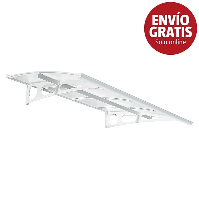 Palram – Canopia Marquesina para puerta Bordeaux doble capa - An x Pr: 223 x 140 cm - Toldo exterior blanco y translúcido con soportes.