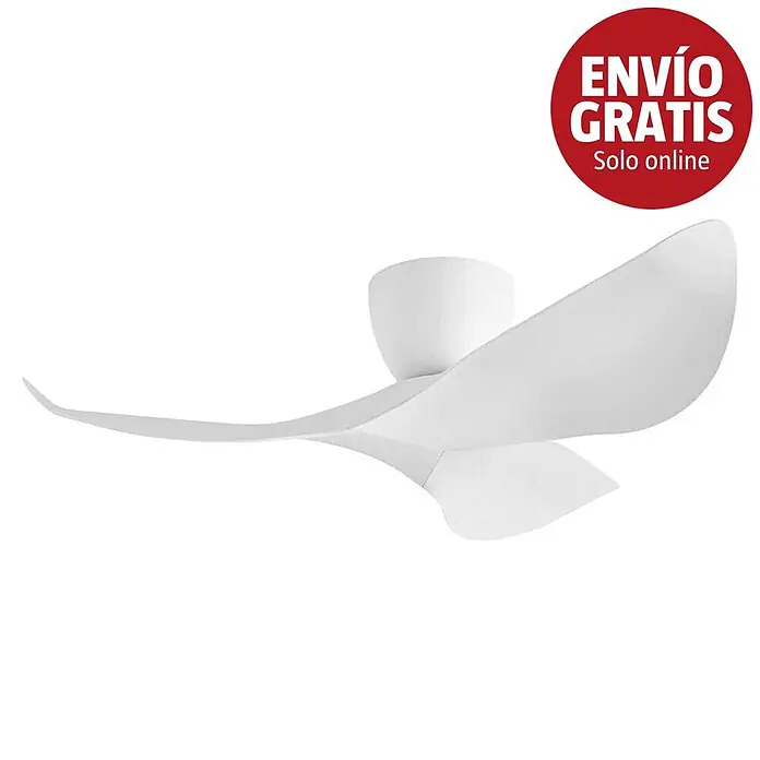 Alemar Ventilador de techo Venice - Blanco, 97 cm, 7 W - 30 W - Ventilador de techo moderno blanco con tres aspas curvas.