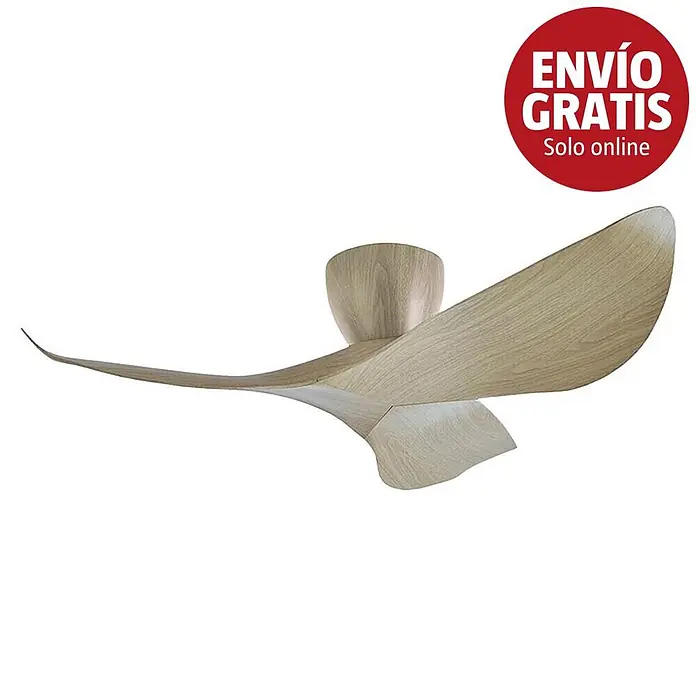 Alemar Ventilador de techo Venice - Madera Claro, 97 cm, 7 W - 30 W - Ventilador de techo moderno con aspas de madera clara y forma orgánica, y carcasa central a juego.