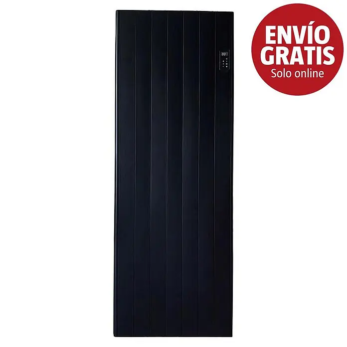 Purline Emisor térmico con WiFi Cenit B2000 - 2.000 W, Negro, 5 x 60 x 160 cm, Seco - Radiador eléctrico negro con paneles verticales y pantalla digital.