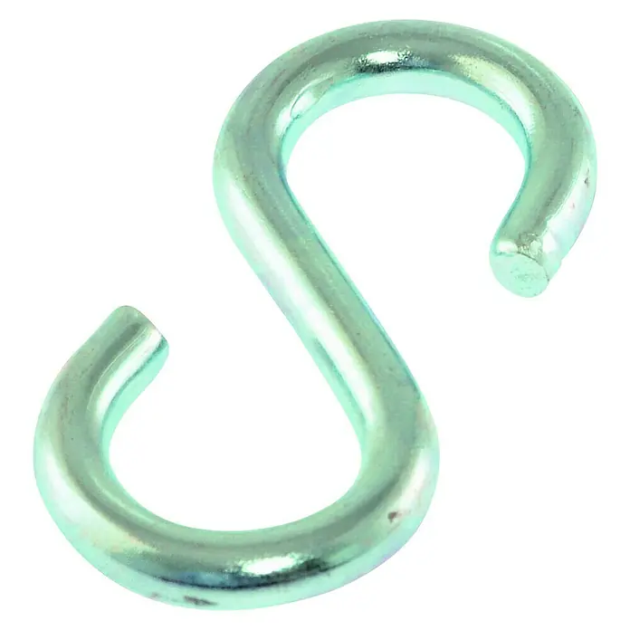 S-Haken - Ø x L: 3 x 25 mm, 4 Stk., Verzinkt - Nahaufnahme eines silberfarbenen S-Haken, der sich durch seine glänzende Oberfläche und die einfache Form auszeichnet.