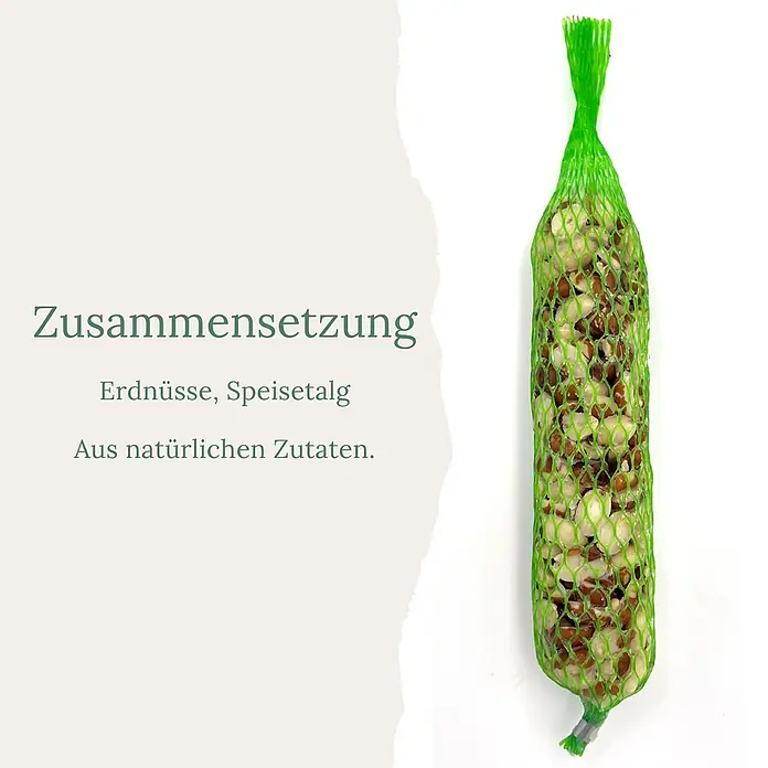 Orni Nusszapfen für Wildvögel 1 Stück 195g -  - Vogelfutter im grünen Netz, mit Erdnüssen und Speisetalg.