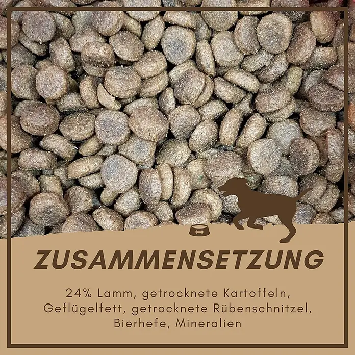 Supravit Hundetrockenfutter Lamm und Kartoffeln 5kg für Hunde -  - Braunes Hundetrockenfutter mit 24% Lamm, Kartoffeln, Geflügelfett, Rübenschnitzel, Bierhefe und Mineralien.