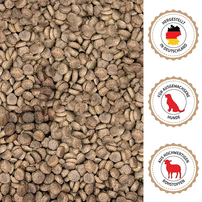 Supravit Hundetrockenfutter Lamm und Kartoffeln 5kg für Hunde -  - Braunes Hundetrockenfutter, hergestellt in Deutschland für ausgewachsene Hunde aus hochwertigen Rohstoffen.