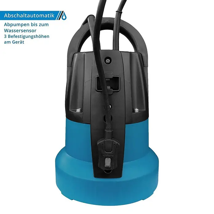 ALLEGRA Flachsaugpumpe FSP 7000 mit 7.000 l/h Förderleistung -  - Blaue und schwarze Tauchpumpe mit Abschaltautomatik, Wassersensor und 3 Befestigungshöhen.