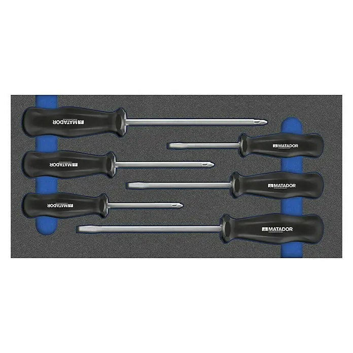 Matador Tool System Schraubendreher-Set - 6 -tlg., Geeignet für: Schlitz und Kreuzschlitz PH - Matador Schraubendreher-Set mit verschiedenen Größen und Formen, ideal für Werkstatt und Heimwerker.