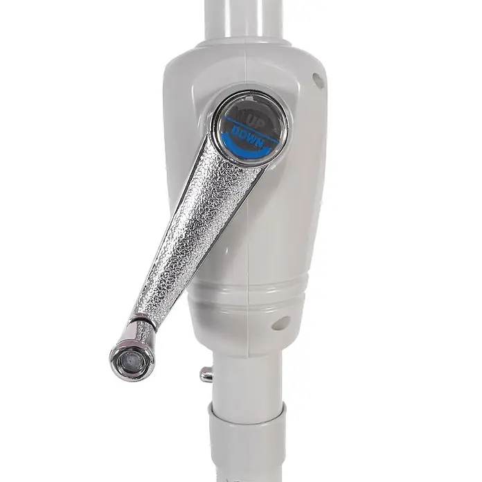 Mendler Sonnenschirm N19 Polyester/Alu Ø 3m - grün -  - Weißer Sonnenschirm-Kurbelmechanismus mit silbernem Griff und AUF/AB-Wähler.