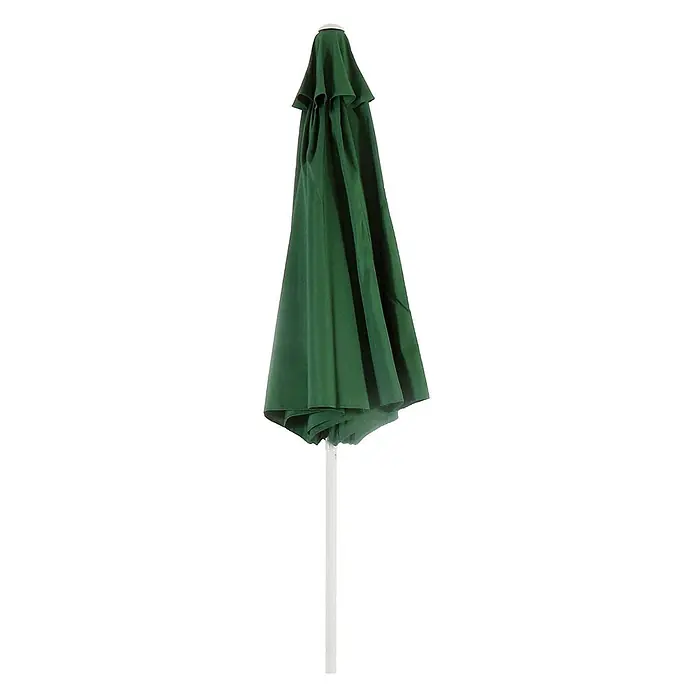Mendler Sonnenschirm N19 Polyester/Alu Ø 3m - grün -  - Geschlossener dunkelgrüner Sonnenschirm mit weißem Mast.