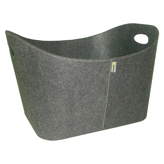Aduro Holzkorb Baseline - 55 x 45 x 30 cm, Filz, Grau - Grauer Filzkorb mit Griffen und Logo. Ideal für Aufbewahrung und Dekoration im Wohnbereich.