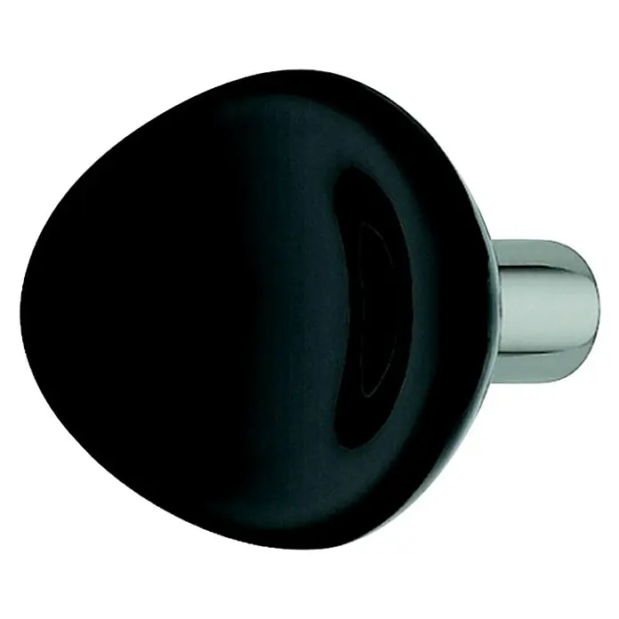 Möbelknopf - Typ Möbelgriff: Knopf, Ø x H: 40 x 31 mm, Kunststoff, Verchromt, Schwarz - Schwarzer Keramik-Türknauf mit glänzendem Metallschaft. Eleganter Beschlag für moderne Inneneinrichtung.