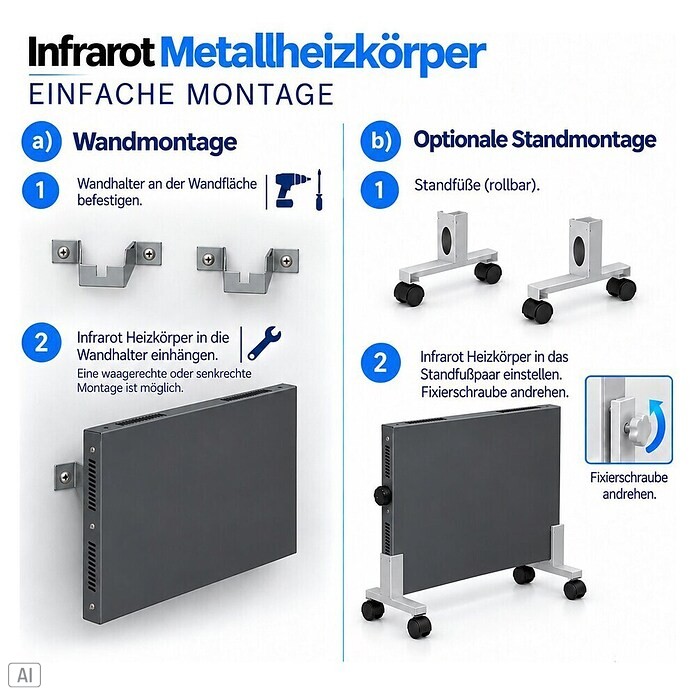 Admiral Infrarot-Metallheizkörper (90 x 60 cm, 780 W, Anthrazit) | BAUHAUS