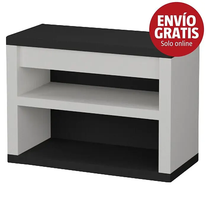 Sotnas Mesa de barbacoa para barbacoa Faro - Blanco/Negro, An x Pr x Al: 119 x 55 x 88 cm, Sin fregadero - Zapatero/mueble auxiliar abierto de dos niveles en blanco y negro.