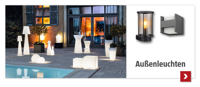 Verschiedene Außenleuchten auf der Terrasse