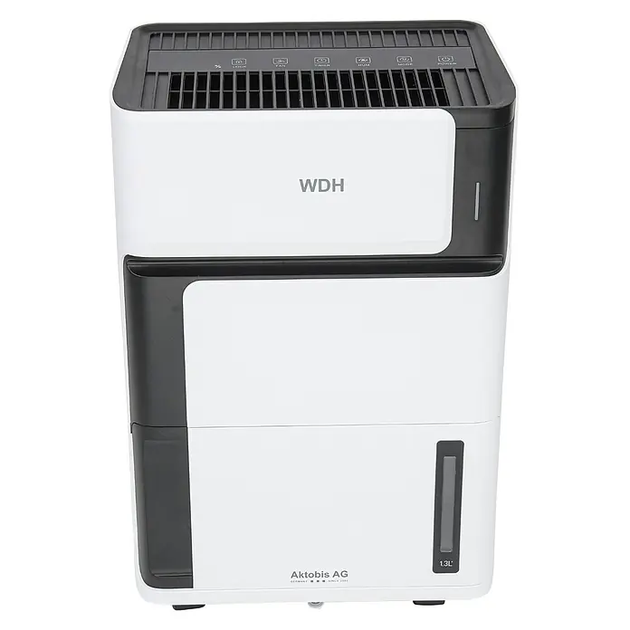WDH Luftentfeuchter WDH-106LE - für 15m² - 8 Liter/Tag -  - Weißer und schwarzer Luftentfeuchter mit Bedienfeld und 1,3-Liter-Wassertank.
