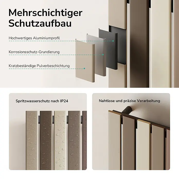 Elektro-Badheizkörper PCFR -  - Mehrschichtiger Heizkörper mit Aluminiumkern, Korrosionsschutz-Grundierung und kratzfester Pulverbeschichtung. IP24 Spritzwasserschutz und präzise Verarbeitung.