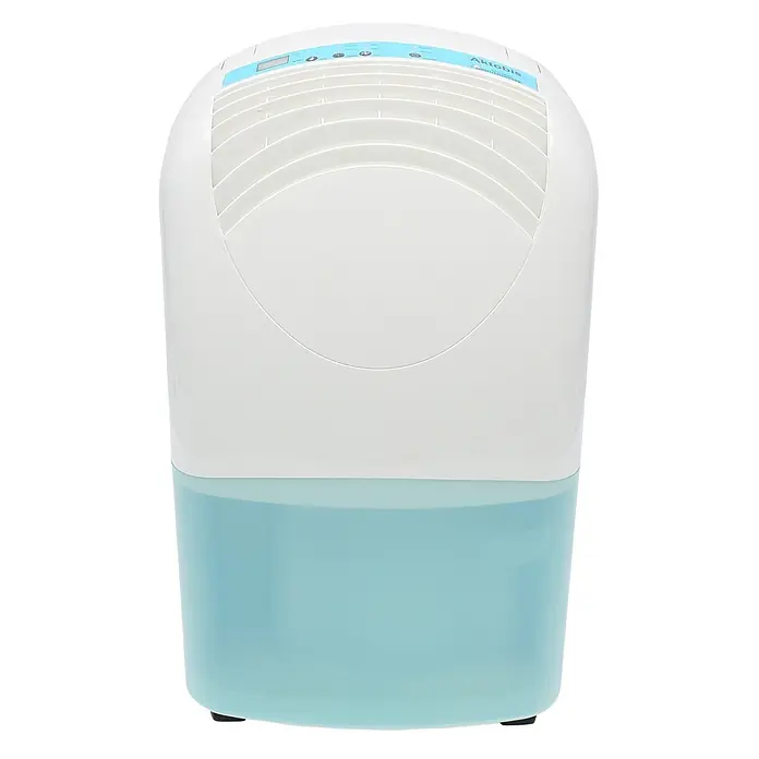 WDH Luftentfeuchter WDH-520EB - für 50m² - 25 Liter/Tag -  - Weißer und hellblauer Aktobis Luftentfeuchter mit sichtbarem Wassertank und oberen Lüftungsschlitzen.