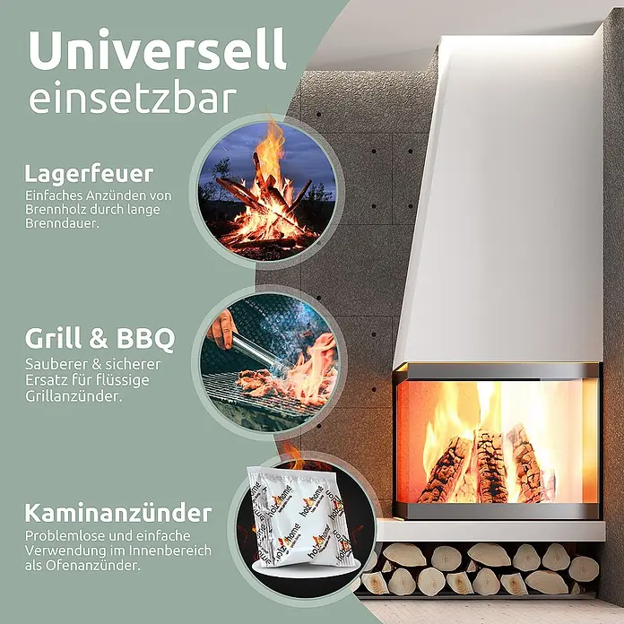 Anzündtüten 500 Stück mit Nachfüllrohr I Grillanzünder Kaminanzünder -  - Weiße Anzündwürfel zur Verwendung für Lagerfeuer, Grills und Kamine, um ihre Vielseitigkeit zu betonen.
