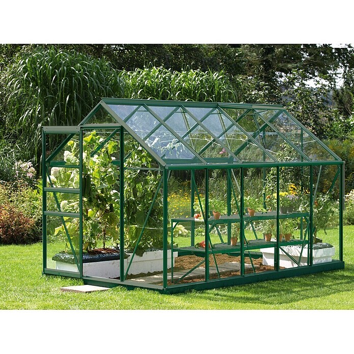 Vitavia Gewächshaus Venus 6200 Plus (3,21 x 1,95 x 1,97 m, Farbe: Smaragd, Einscheibensicherheitsglas (ESG), 3 mm)