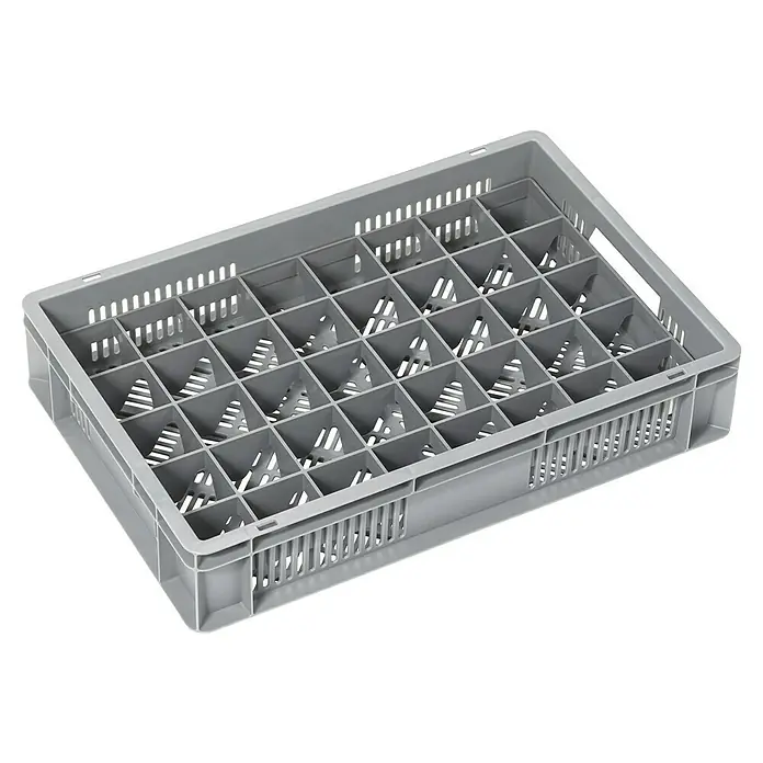 BAUHAUS Fachteiler - L x B x H: 55,8 x 35,7 x 6 cm, Anzahl Fächer: 40 Stk. - Graue Gläserbox mit Fächern zur sicheren Aufbewahrung und zum Transport von Gläsern, ideal für Gastronomie und Events.