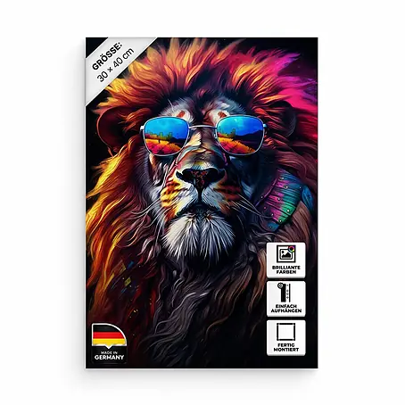 Hustling Sharks Leinwandbild Lion Cool, B x H: 30 x 40 cm