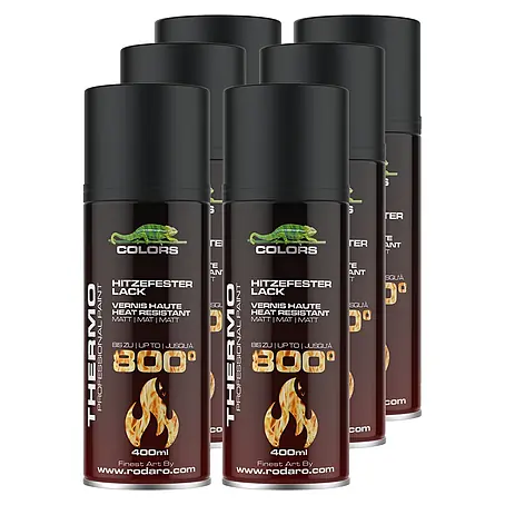 COLORS Hitzefest Sprühlack Hochtemperatur 400ml Schwarz Matt 6er Set