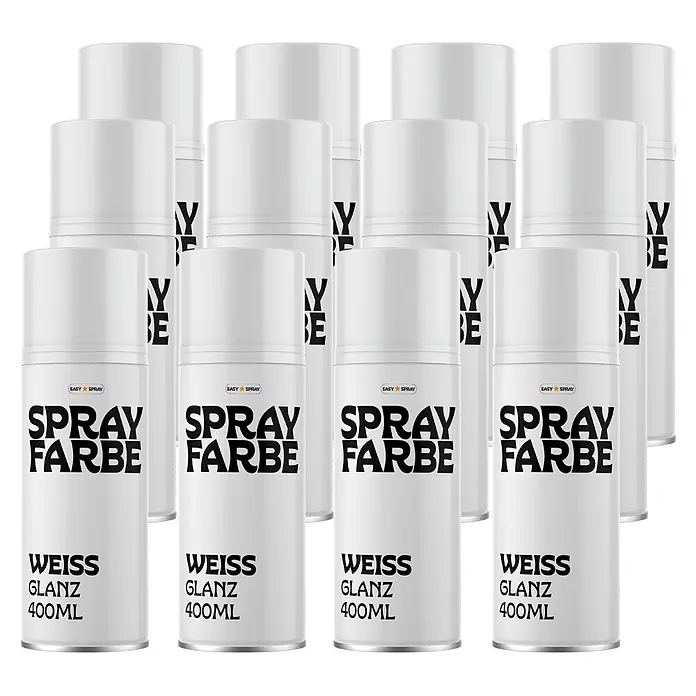 EasySpray Sprühfarbe 400ml 12er Set Weiss Glanz -  - Mehrere weiße Glanz-Sprühdosen, 400ml.