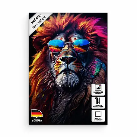 Hustling Sharks Leinwandbild Lion Cool, B x H: 100 x 150 cm