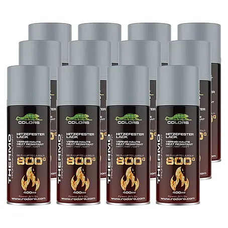 COLORS Hitzefest Sprühlack Hochtemperatur 400ml Silber Matt 12er Set