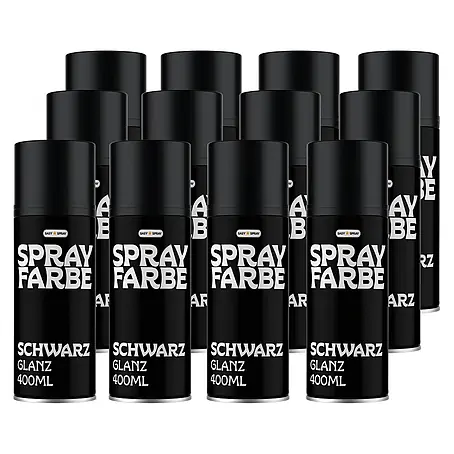EasySpray Sprühfarbe 400ml 12er Set Schwarz Glanz
