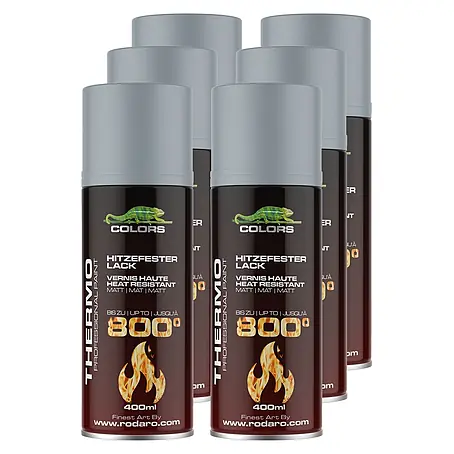 COLORS Hitzefest Sprühlack Hochtemperatur 400ml Silber Matt 6er Set