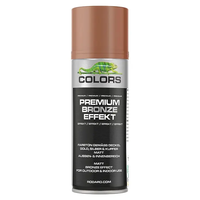 COLORS Effektlack Spraydose 400ml Bronze Kupfer Matt -  - Bronze Matt-Lackspraydose mit Chamäleon-Illustration für Außen- und Innenbereiche.