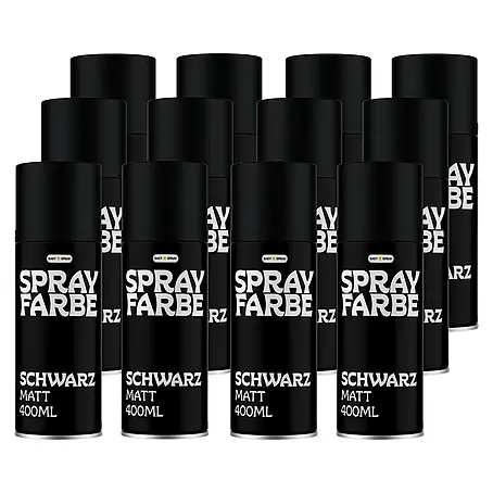EasySpray Sprühfarbe 400ml 12er Set Schwarz Matt
