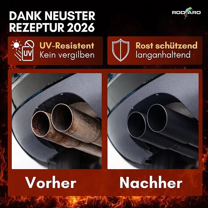 COLORS Hitzefest Sprühlack Hochtemperatur 400ml Silber Matt -  - Verrostete und behandelte (schwarze) Autoauspuffrohre; ein rostschützendes und UV-beständiges Produkt.