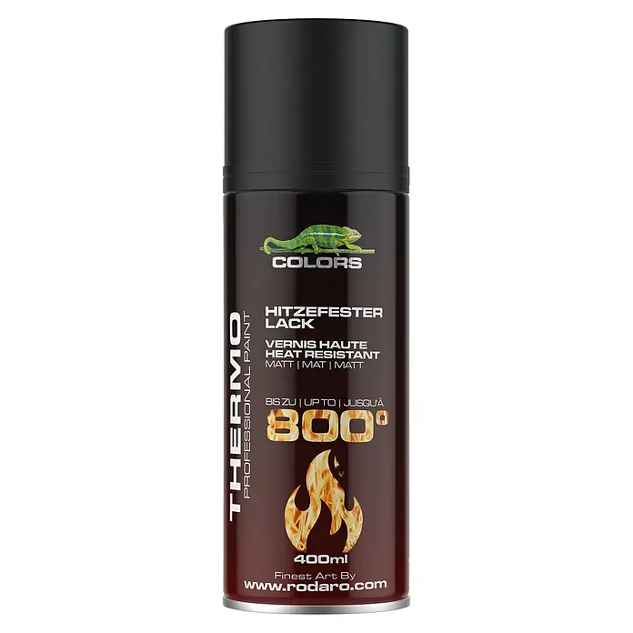 COLORS Hitzefest Sprühlack Hochtemperatur 400ml Schwarz Matt -  - Dunkelbraune hitzebeständige Sprühdose, matt, bis 800°, 400ml.