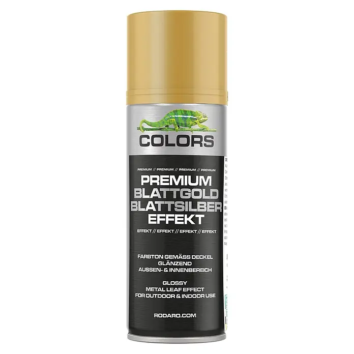 COLORS Effektlack Spraydose 400ml Blattgold Effekt Glanz -  - Goldene Sprühdose mit glänzendem Blattmetall-Effekt, für Außen- und Innenbereiche.