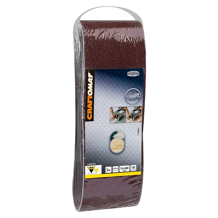 Craftomat Lija de banda (L x An: 508 x 75 mm, Granulación: 120, 3 uds.)