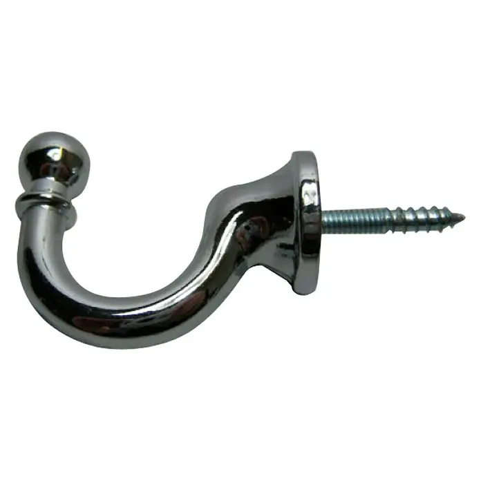 Häfele Escarpia roscada - Largo: 38 mm, Cromado - Primer plano de un gancho de pared cromado con tornillo para su montaje, ideal para toallas o cortinas.