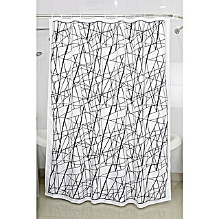 Venus Douchegordijn, textiel Zigzag (180 x 200 cm, Zwart/Wit)