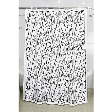Venus Textil-Duschvorhang Zickzack (180 x 200 cm, Schwarz/Weiß)