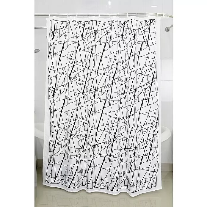 Venus Duschvorhang Zickzack - B x H: 180 x 200 cm, Textil, Schwarz/Weiß - Stimmungsaufnahme