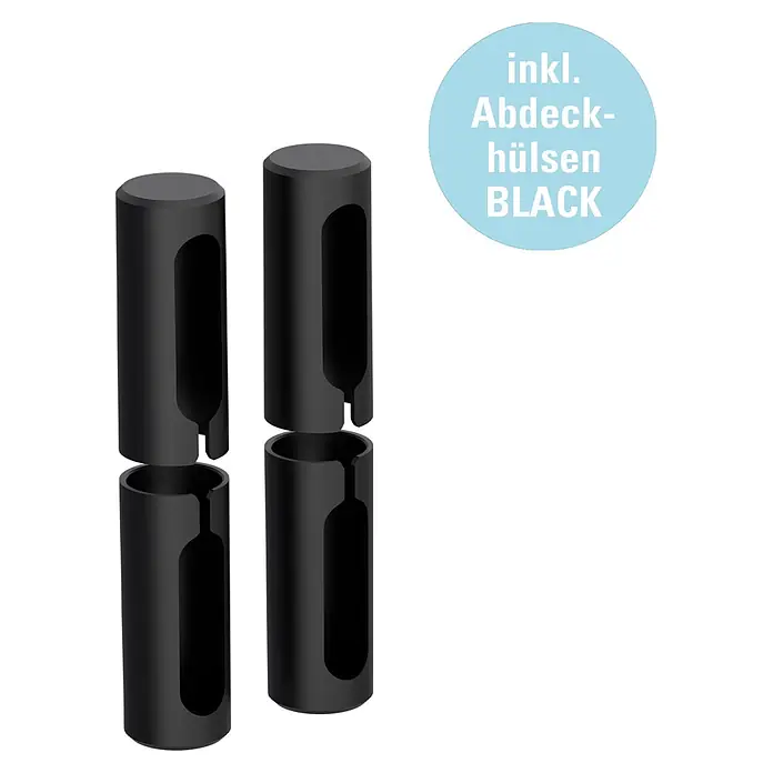 Diamond Doors Zimmertürgarnitur L-Form Premium Smart2Lock links - Stärke Tür: 38 mm - 45 mm, L-Form, Schwarz, DIN Anschlag: Links, Passend für: Türen ohne Schlüssellochbohrung, Türen mit Schlüssellochbohrung benötigen zusätzlich eine Blindrosette - Vier schwarze zylindrische Abdeckhülsen.